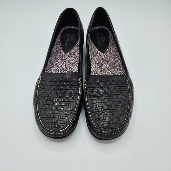 Cole Haan Black Leather Loafers Woven Basketweave Toe Slip On Flats Women’s 8.5B - Picture 1 of 6